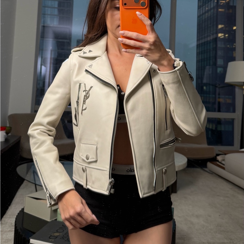Saint Laurent Off-White Leather Jacket
